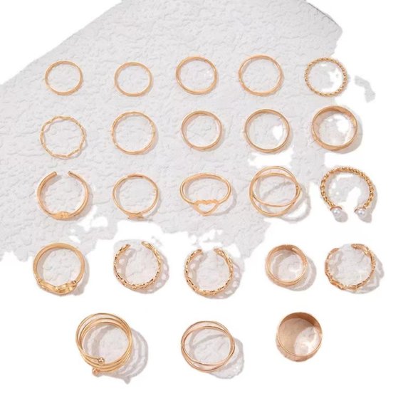 3/$35 Vintage Gold Plated Stackable Joint Knuckle Rings Set Pack Heart Pack - Picture 6 of 8